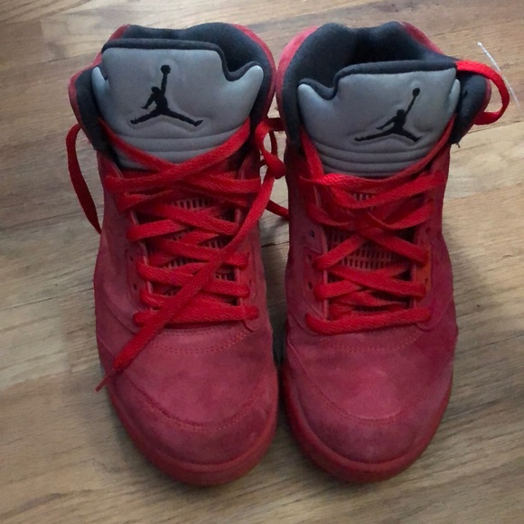 retro 5 red suede